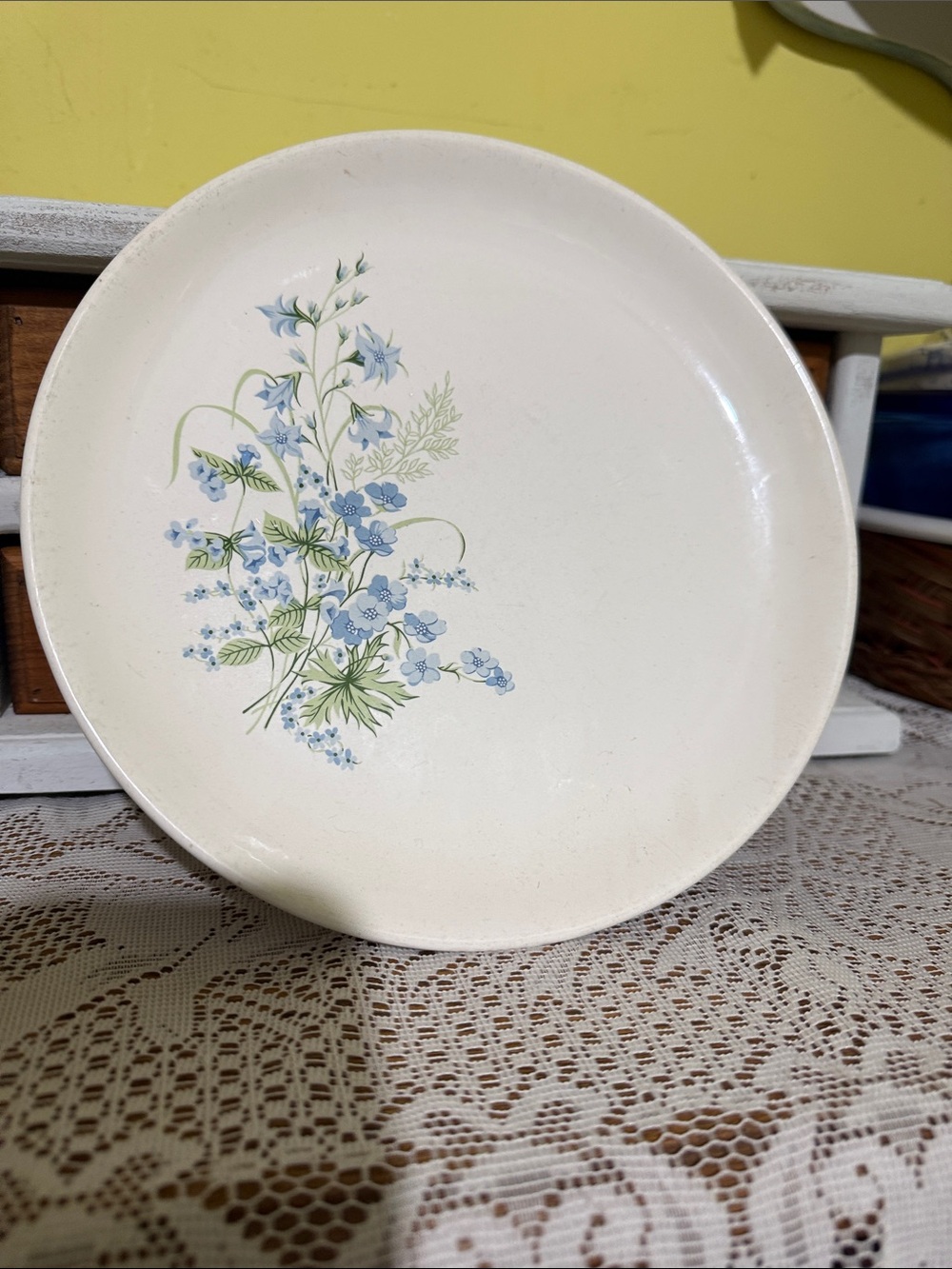 Vintage ironstone plate blue floral Cottagecore
